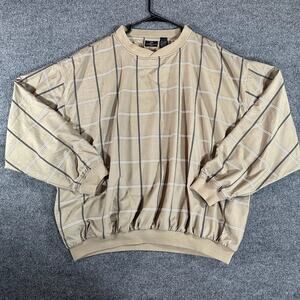 Vintage Pro Player Tour Golf Windbreaker XXL Tan Plaid Pullover 90s Y2K